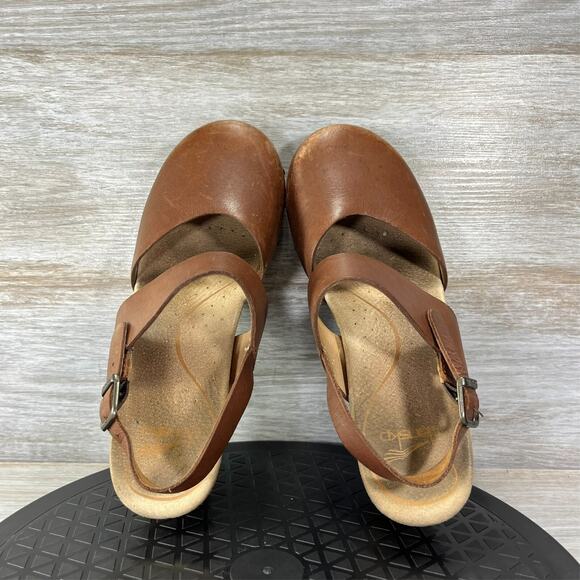 Dansko Women's Thea Brown Leather Studded Slingback Sandals Size EU 37 US 6.5 - Picture 6 of 12